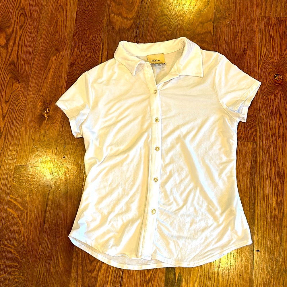 Elie Tahari White Short Sleeve Top | Size SP